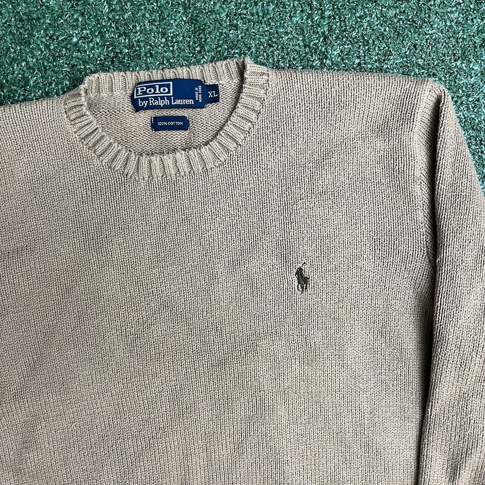 Vintage Polo Ralph Lauren Oatmeal Crewneck Pullover Knitted Sweater Size L